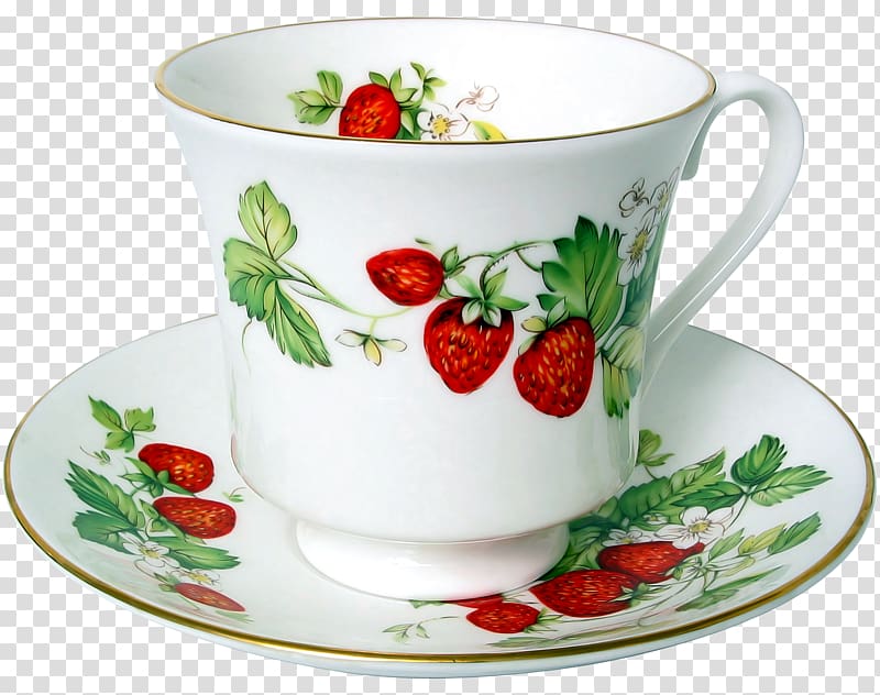 Teacup Strawberry Teacup Tea party, Hand-painted dream transparent background PNG clipart