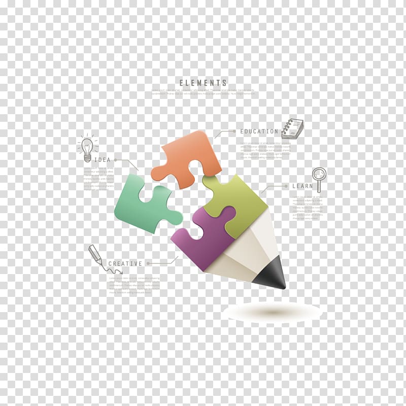 Jigsaw puzzle Pencil Infographic Illustration, Pen creative creative ppt transparent background PNG clipart