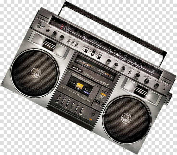 gray and black boombox , Boombox Radio Tape recorder, radio transparent background PNG clipart