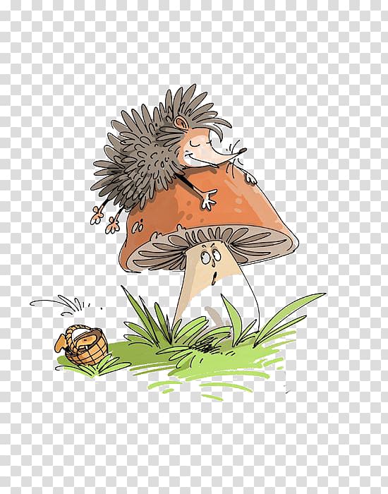 Four-toed hedgehog Drawing Mushroom Illustration, Cartoon Mushrooms transparent background PNG clipart