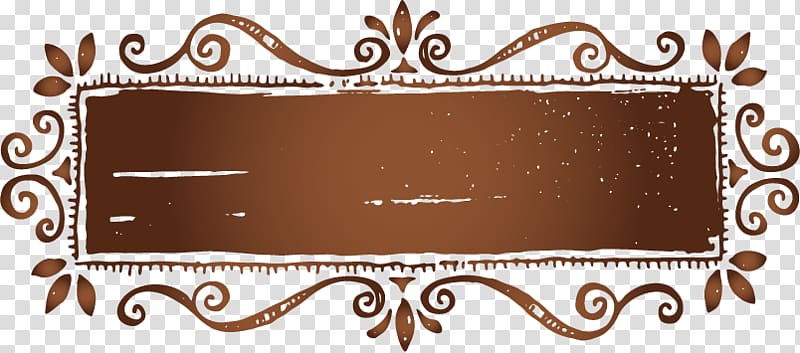 brown floral border, Vintage clothing frame Template, coffee plaque material transparent background PNG clipart