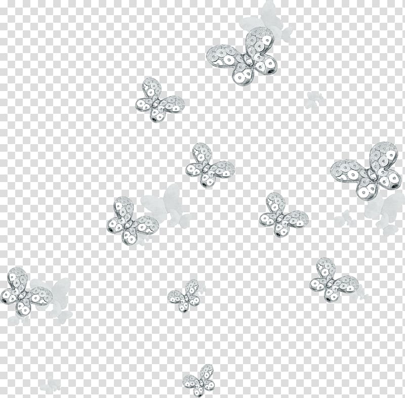 Butterfly Icon, Decorative silver butterfly floating transparent background PNG clipart