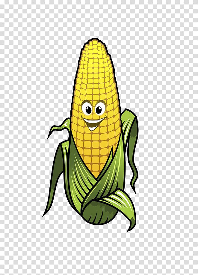 Corn on the cob Maize Sweet corn Cartoon, Lovely corn transparent background PNG clipart