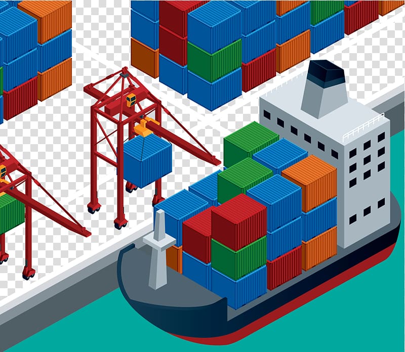 Port Intermodal container Ship Illustration, Port pier illustration transparent background PNG clipart