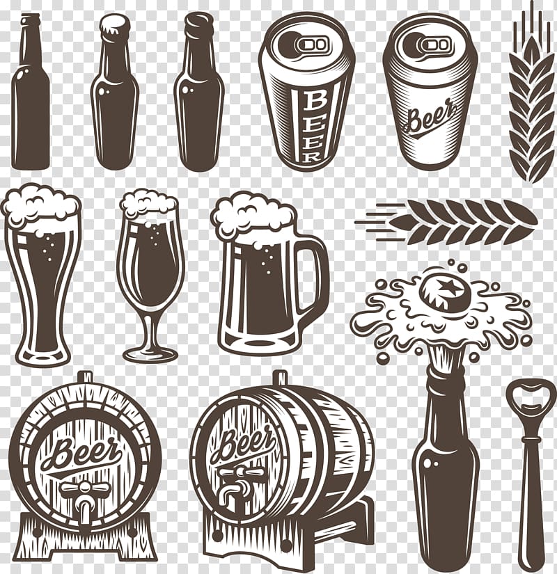 Beer glassware Brewery Brewing, bottles transparent background PNG clipart