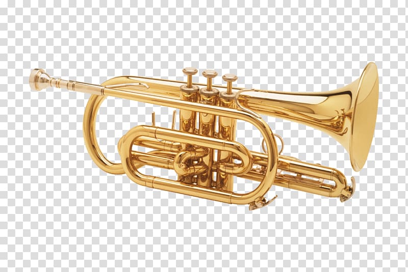 Trumpet Saxophone Musical instrument, Golden trumpet transparent background PNG clipart