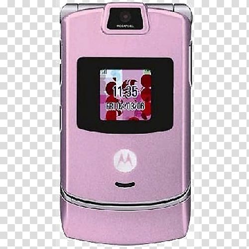 Droid Razr Telephone Verizon Wireless Clamshell design pink, Motorola Razr V3c transparent background PNG clipart