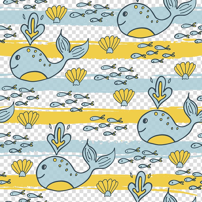 Euclidean Illustration, Cartoon whale seamless background transparent background PNG clipart
