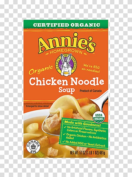 Chicken soup Organic food Mixed Vegetable Soup Pasta Annie’s Homegrown, Chicken Noodles transparent background PNG clipart