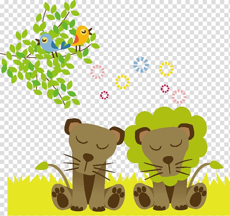 Lion Grassland Cartoon, Cute lion transparent background PNG clipart