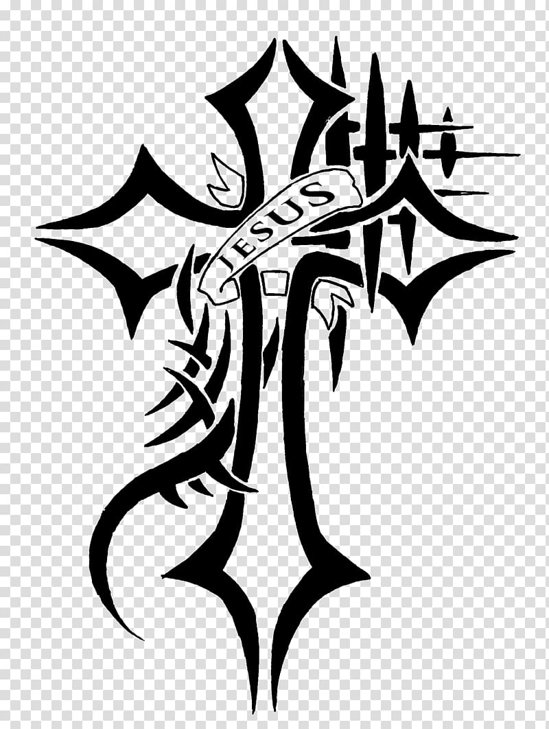Christian cross Crucifixion Drawing Tattoo, christian cross transparent background PNG clipart