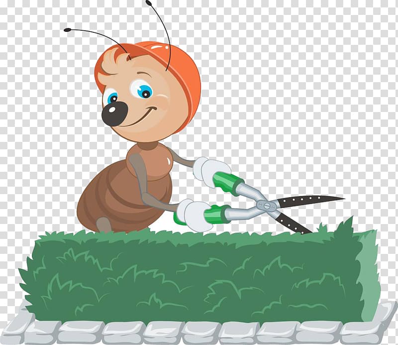 Illustration, Ant fixing grass transparent background PNG clipart