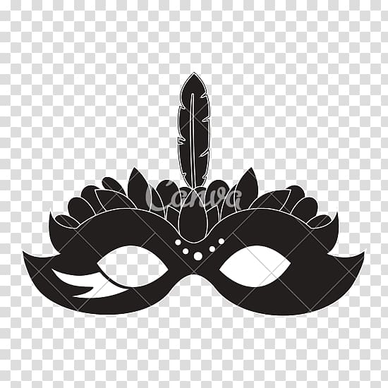 Headgear White Black Font, Carnival mask transparent background PNG clipart