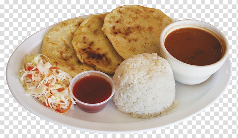 Full breakfast Pupusa Refried beans Rice and beans Quesillo, rice transparent background PNG clipart
