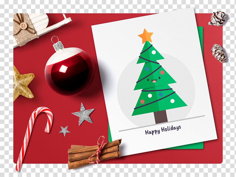 Wedding invitation Christmas tree Greeting & Note Cards, Holliday Card Mockup transparent background PNG clipart