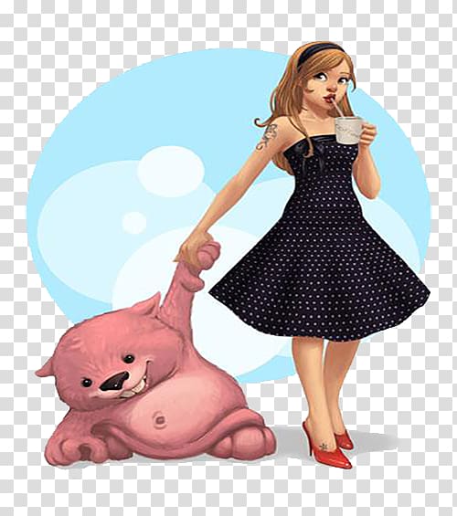 Artist Work of art Illustration, Cartoon girl pink bear transparent background PNG clipart