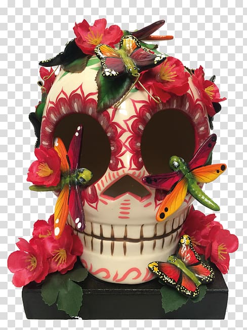 Cut flowers Skull, talavera tonala mexico transparent background PNG clipart