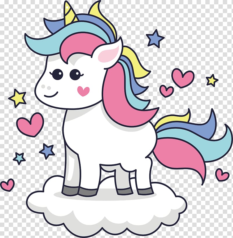 Unicorn Euclidean , Standing in the clouds unicorn, white and multicolored unicorn illustration transparent background PNG clipart