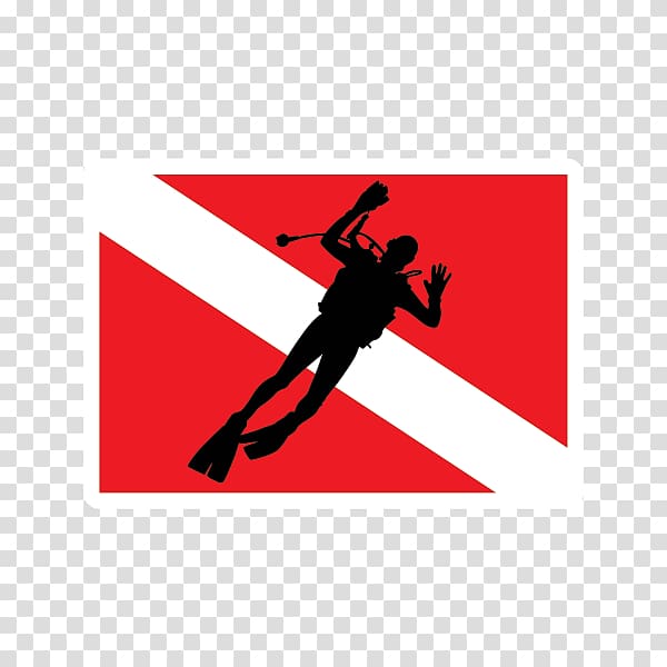 Diver down flag Scuba diving Underwater diving Scuba set Drift diving, Flag sticker transparent background PNG clipart