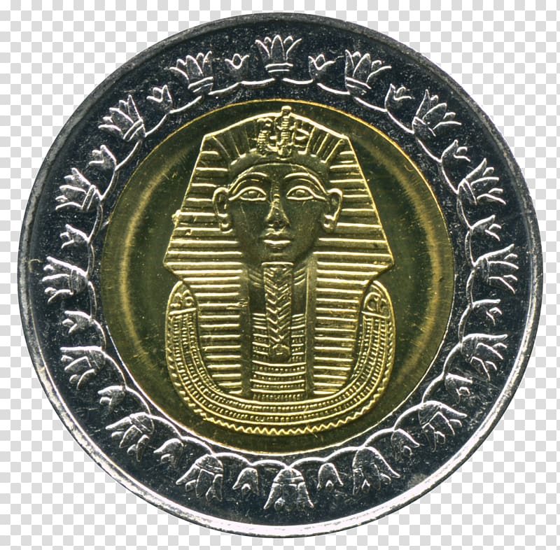 Egyptian pound Bi-metallic coin One pound, pharaoh transparent background PNG clipart
