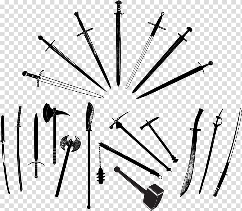 Weapon Adobe Illustrator , collection of hand-drawn swords transparent background PNG clipart