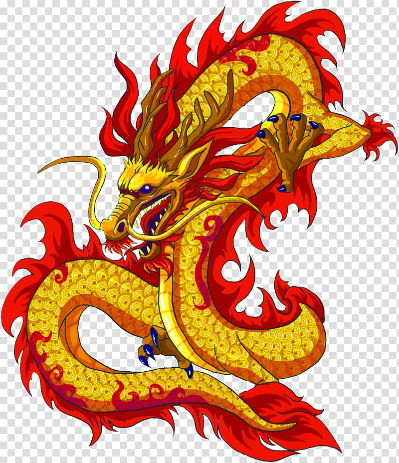 Gold dragon illustration, China Jiaolong Yinglong Dragon Existence, Red ...
