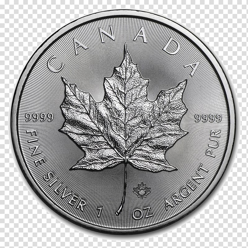 Canadian Silver Maple Leaf Bullion coin Canadian Gold Maple Leaf American Silver Eagle, silver coin transparent background PNG clipart