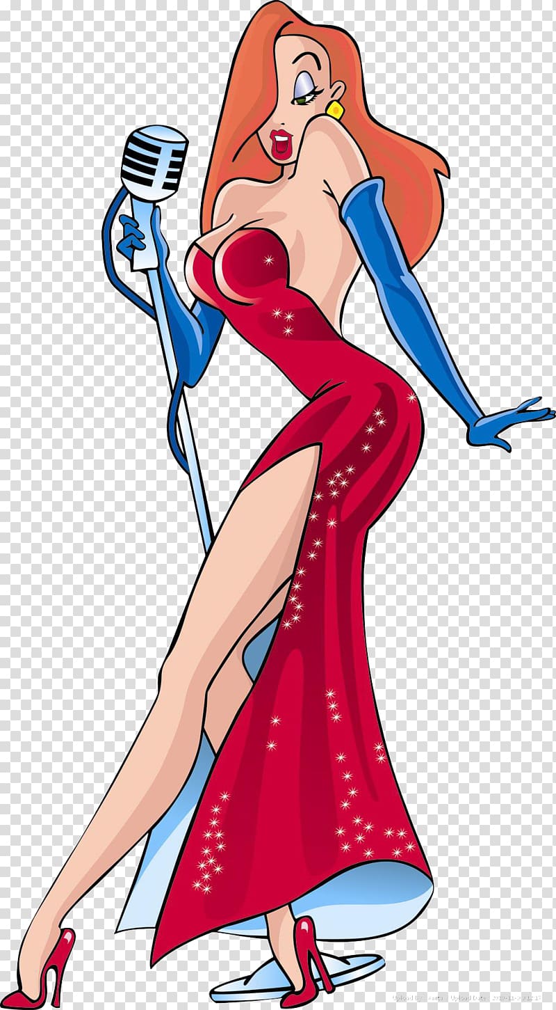 red-haired woman in red gown , Jessica Rabbit Roger Rabbit Logo , A beautiful woman singing a song transparent background PNG clipart
