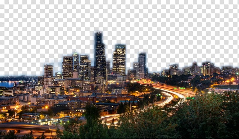 Seattle Ultra-high-definition television 4K resolution , A beautiful view of the city at night transparent background PNG clipart