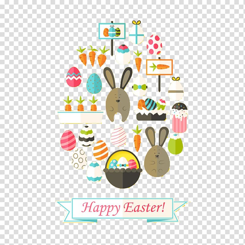 Easter Bunny Easter egg , Color Easter border decorative pattern transparent background PNG clipart