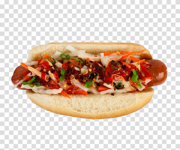 Bánh mì Umai Savory Hot Dogs Express Bacon Chili con carne, tomato jalapeno ketchup transparent background PNG clipart