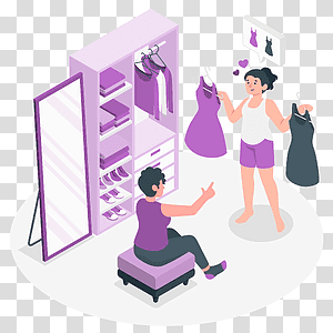 illustration, Choosing clothes, people, choice, decision, fashion, fitting, dress, clothes transparent background PNG clipart thumbnail