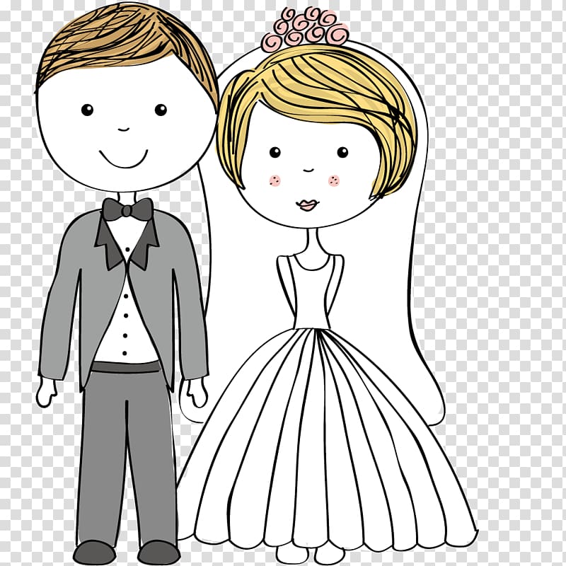 Marriage Wedding invitation Illustration, Hand-painted couple transparent background PNG clipart
