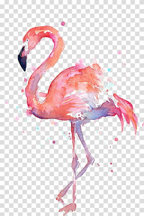Watercolor painting Flamingo Art Canvas, painting transparent background PNG clipart