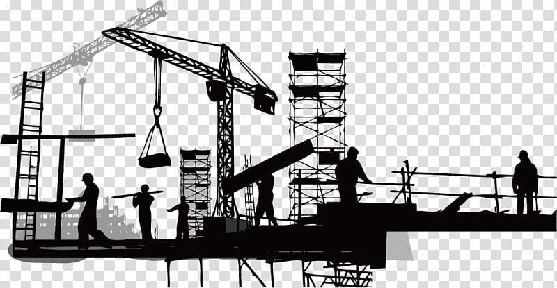 silhouette of construction worksite, Building Construction Competencies and Building Quality: Case Study Results Architectural engineering Proge Costruzioni, Construction silhouette transparent background PNG clipart
