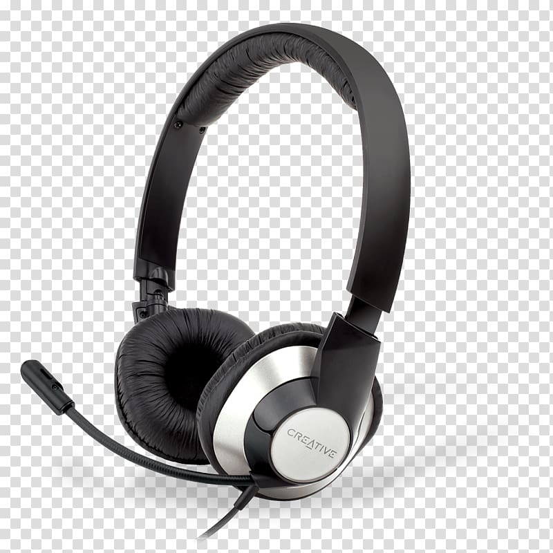 Microphone Creative ChatMax HS-720, headset, Full size, Silver, Black Creative Labs Headphones, microphone creative advertising transparent background PNG clipart