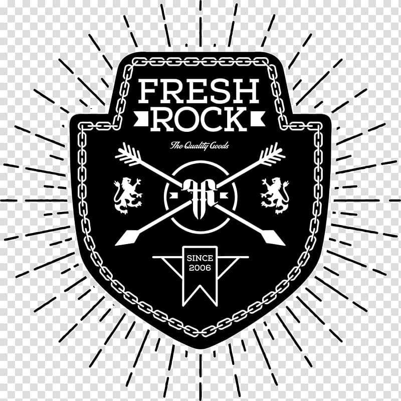 white and black fresh rock shield illustration, Distro Logo T-shirt Breitling Super Avenger, clothing logo transparent background PNG clipart