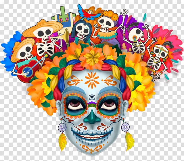 multicolored calavera illustration, La Calavera Catrina Day of the Dead Literary Calaverita 2010 Thai Premier League, european-style transparent background PNG clipart