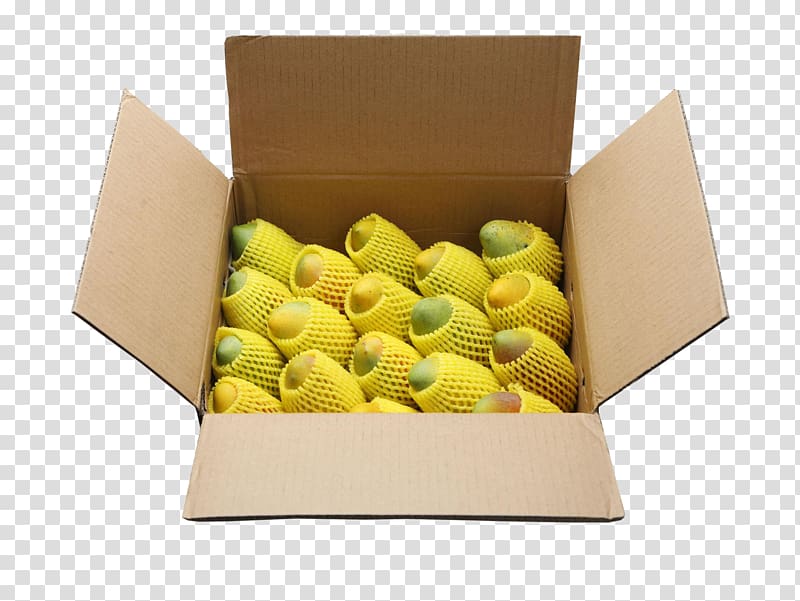 Box Plastic bag Fruit Packaging and labeling cardboard, A box of mango transparent background PNG clipart