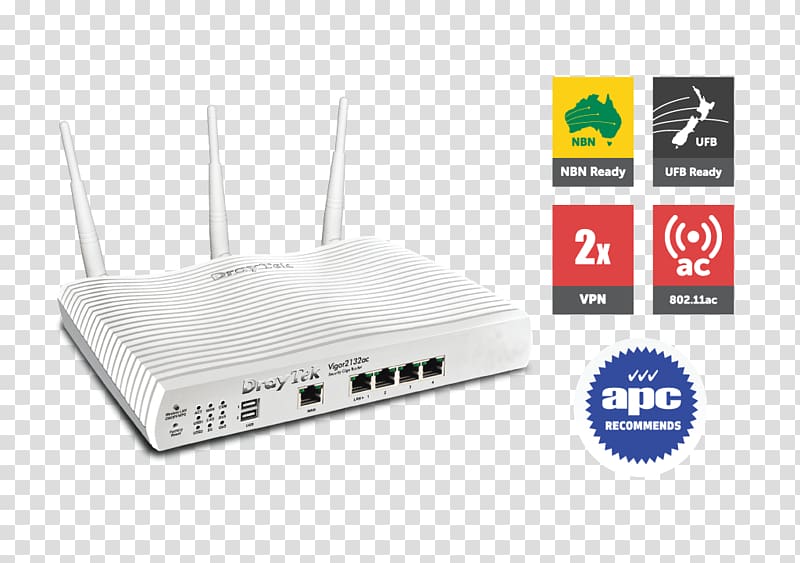DrayTek Router G.992.5 Virtual private network IEEE 802.11ac, vigor transparent background PNG clipart