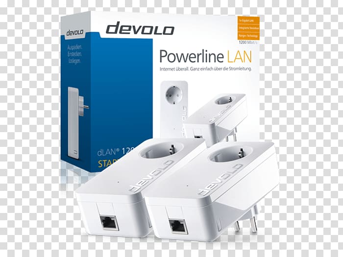 Free download, Power-line communication PowerLAN Devolo dLAN 1200+  Einzeladapter Netzwerk Internet, others transparent background PNG clipart