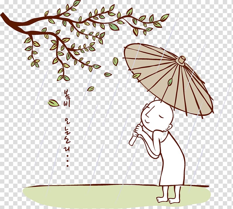 Cartoon Watercolor painting Illustration, Fig trees flower umbrella monk transparent background PNG clipart