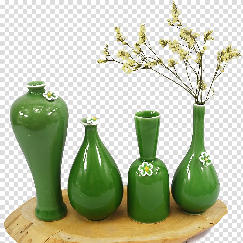 Jingdezhen Vase Chinese ceramics Porcelain, Green ceramic bottle branch transparent background PNG clipart