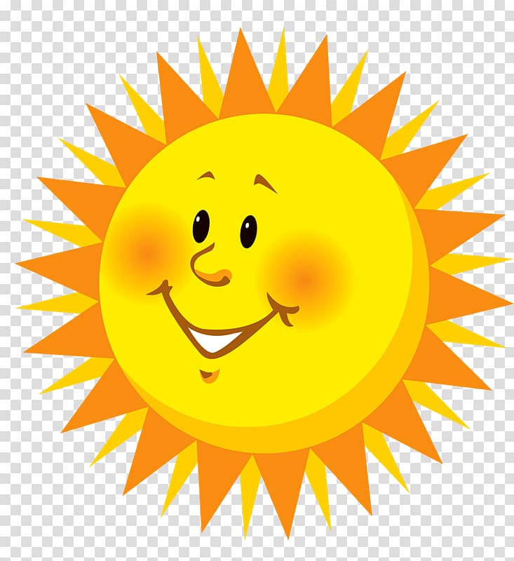 yellow and orange sun illustration, Smiley , sol transparent background PNG clipart