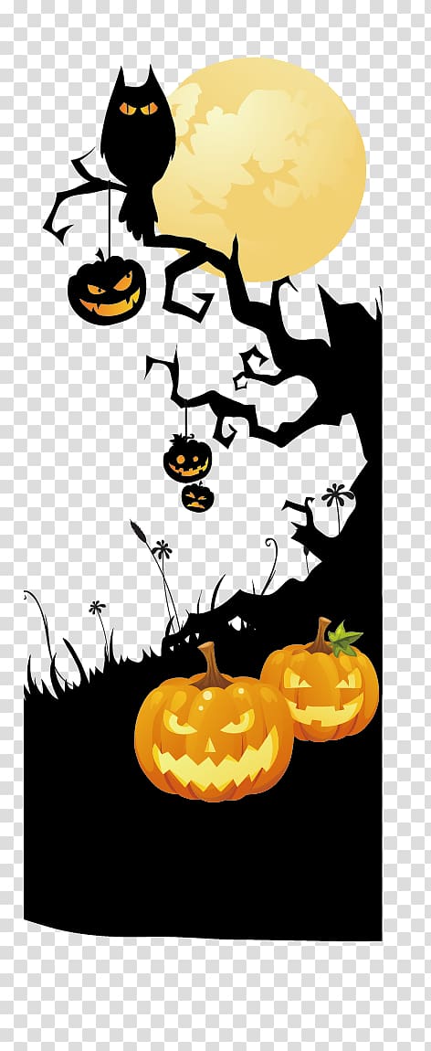 silhouette of owl and tree illustration, Halloween cake Halloween Spooktacular Trick-or-treating Party, Creative Halloween transparent background PNG clipart