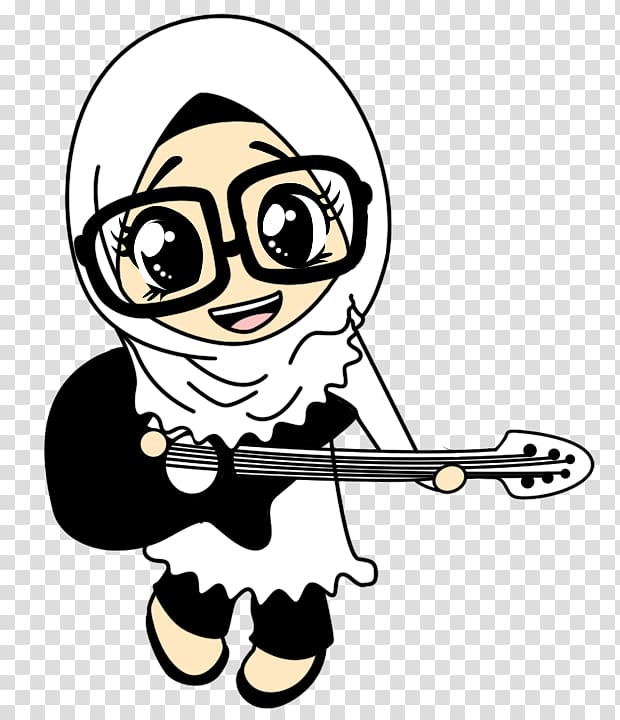 Cartoon Muslim Drawing Guitar Islam, guitar transparent background PNG clipart
