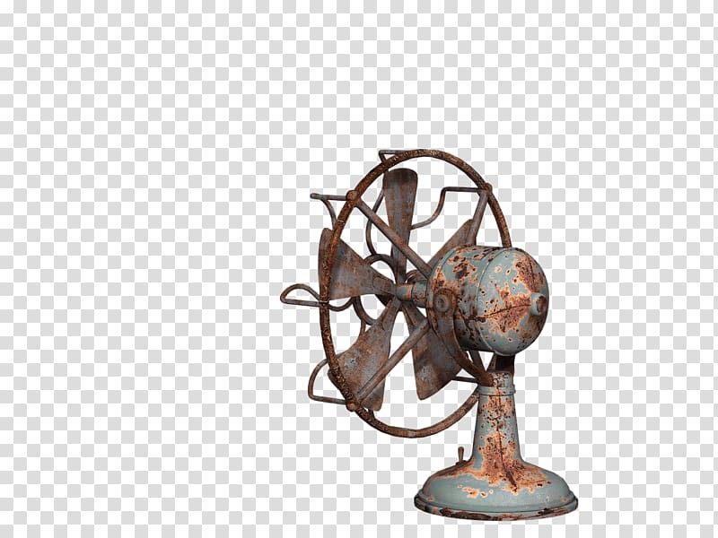 rusty teal and brown desk fan, Fan Rusty Blue transparent background PNG clipart