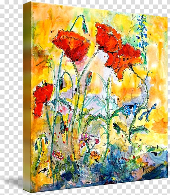 Floral design Watercolor painting Modern art, Poppies Watercolor transparent background PNG clipart