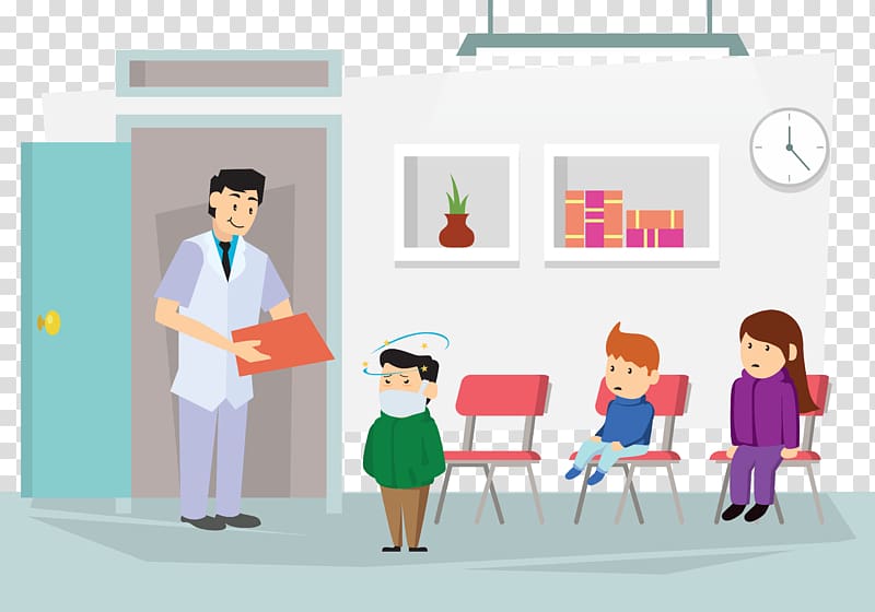 man standing near three children illustration, Patient Physician Therapy Health Hospital, Hospital treated patients transparent background PNG clipart