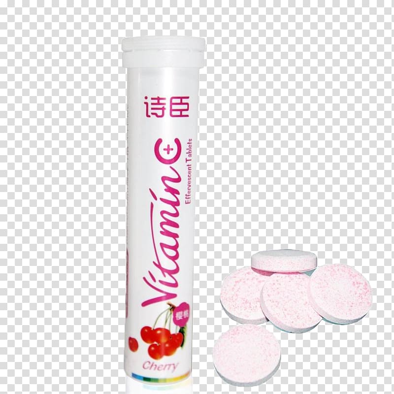 Effervescent tablet Vitamin C, Cherry flavor effervescent tablets transparent background PNG clipart